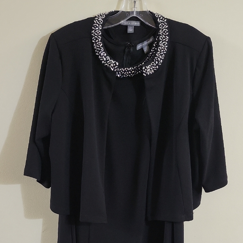 Elegant Black Jacket with Embellished Collar